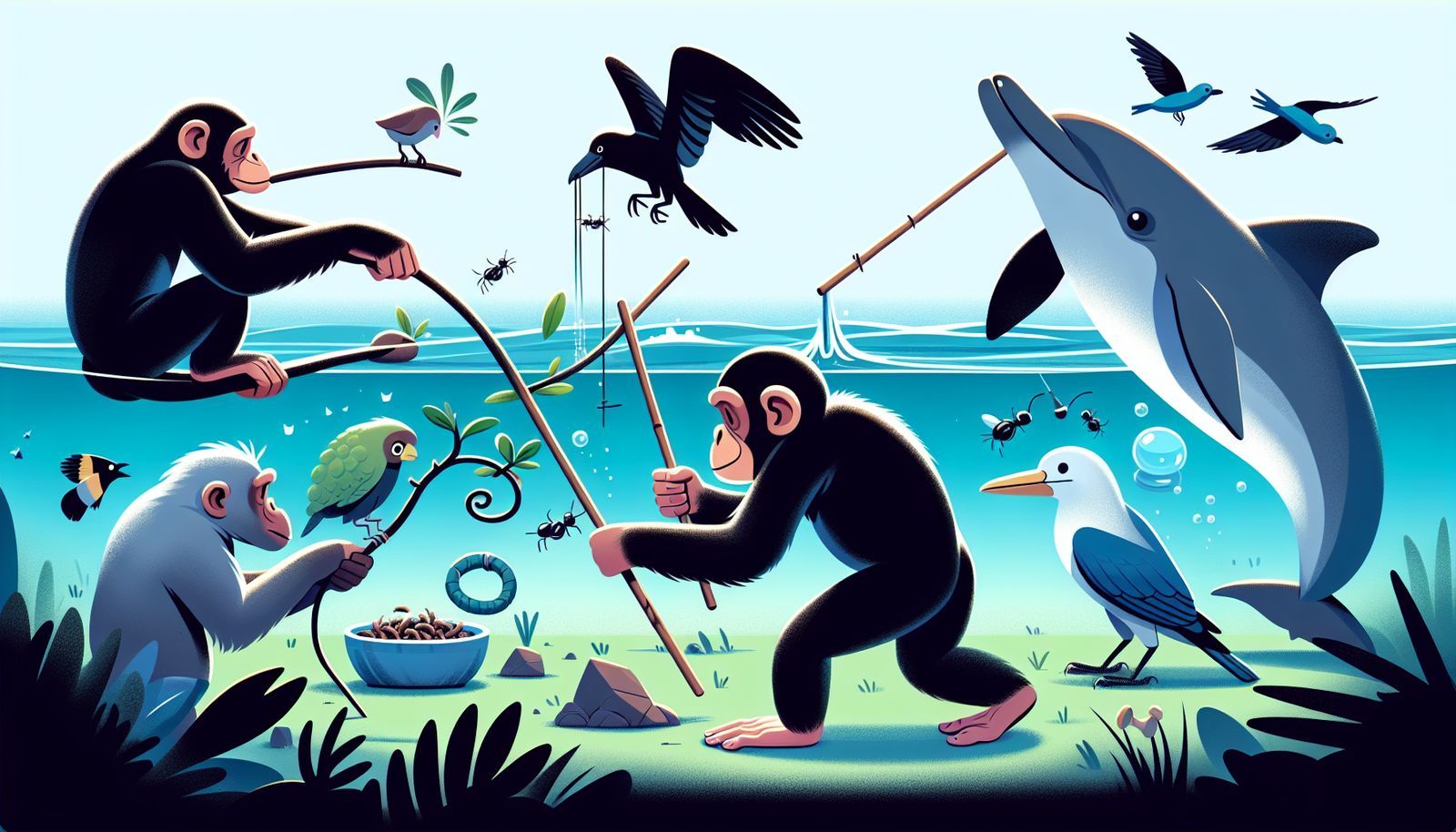 Explain it: Why do some animals exhibit tool use?